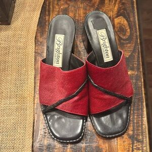 Vintage Brighton Red and Black Mules Size 6.5